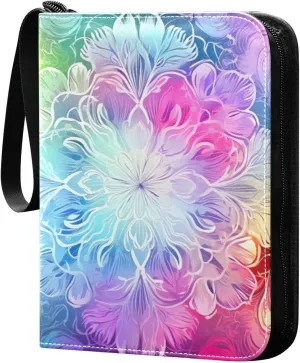 Kigai Colorful Mandala Card Binder - 400 Pockets Card Holder with 50 Sleeves, Trading Card Album Folder for Boys Girls