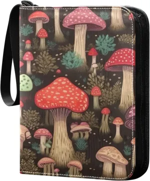 Kigai Colorful Mushrooms Card Binder - 400 Pockets Card Holder with 50 Sleeves, Trading Card Album Folder for Boys Girls
