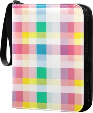 Kigai Colorful Plaid Card Binder - 400 Pockets Card Holder with 50 Sleeves, Trading Card Album Folder for Boys Girls