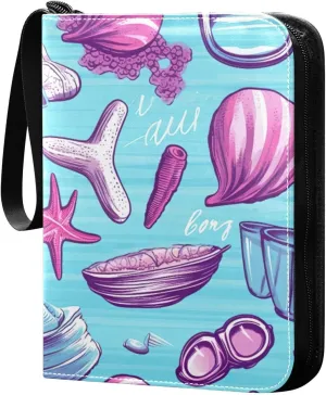 Kigai Colorful Shells Card Binder - 400 Pockets Card Holder with 50 Sleeves, Trading Card Album Folder for Boys Girls