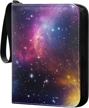 Kigai Colorful Space Star Card Binder - 400 Pockets Card Holder with 50 Sleeves, Trading Card Album Folder for Boys Girls