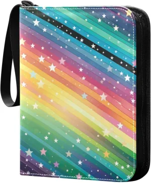 Kigai Colorful Striped Card Binder - 400 Pockets Card Holder with 50 Sleeves, Trading Card Album Folder for Boys Girls