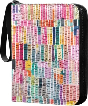 Kigai Colorful Striped Pattern Card Binder - 400 Pockets Card Holder with 50 Sleeves, Trading Card Album Folder for Boys Girls