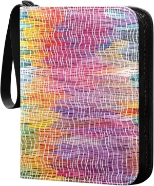 Kigai Colorful Striped Pattern Card Binder - 400 Pockets Card Holder with 50 Sleeves, Trading Card Album Folder for Boys Girls