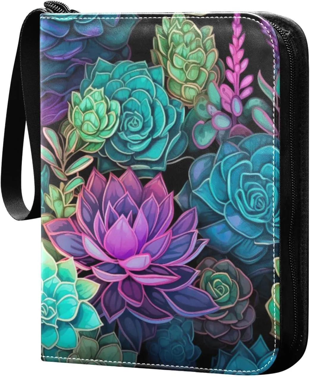 Kigai Colorful Succulent Card Binder - 400 Pockets Card Holder with 50 Sleeves, Trading Card Album Folder for Boys Girls