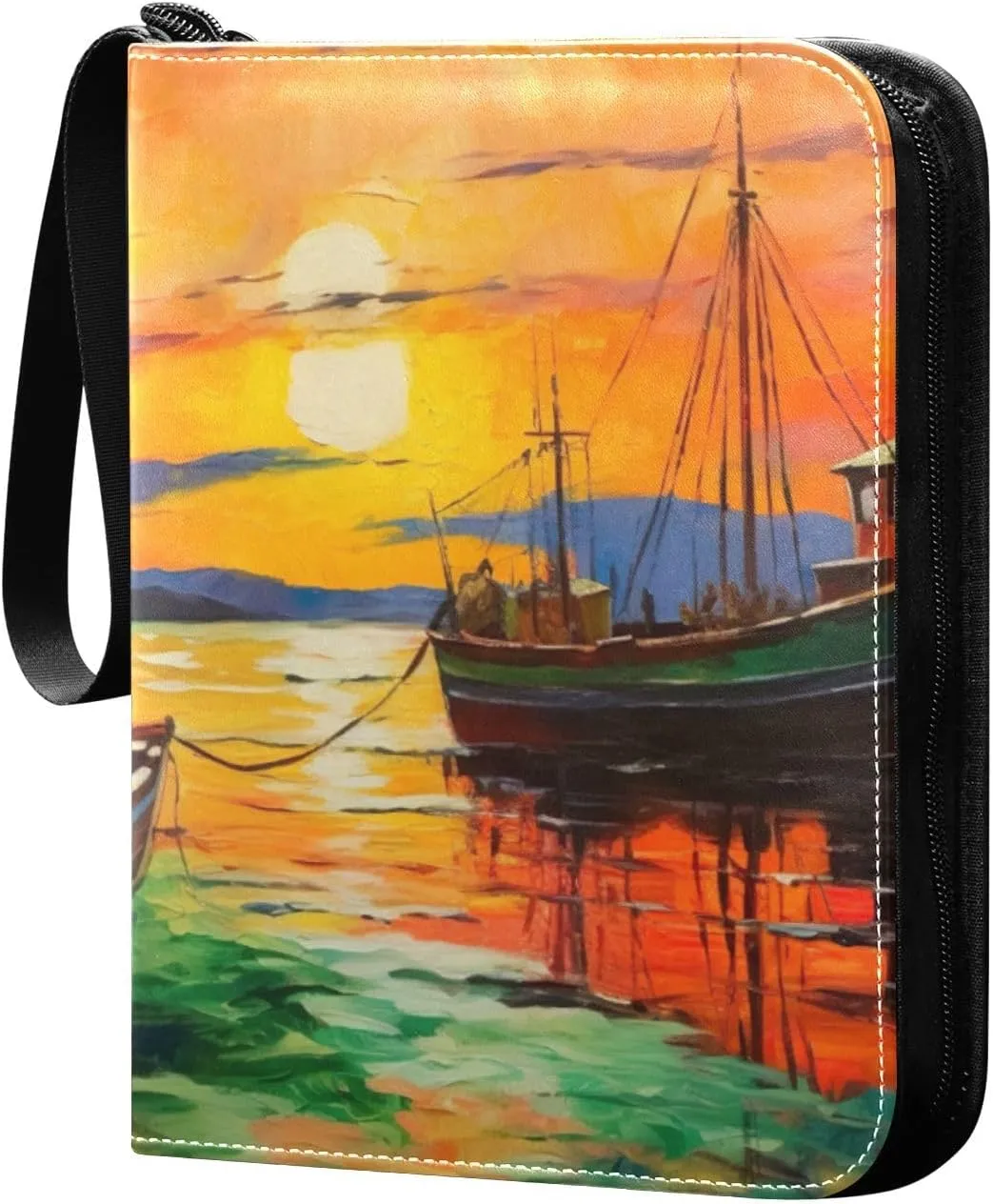 Kigai Fishing Painting Card Binder - 400 Pockets Card Holder with 50 Sleeves, Trading Card Album Folder for Boys Girls
