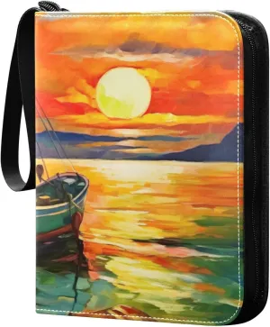 Kigai Fishing Painting Card Binder - 400 Pockets Card Holder with 50 Sleeves, Trading Card Album Folder for Boys Girls