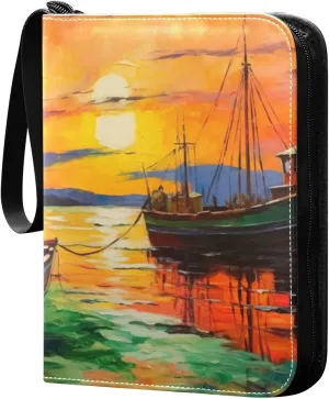 Kigai Fishing Painting Card Binder - 400 Pockets Card Holder with 50 Sleeves, Trading Card Album Folder for Boys Girls