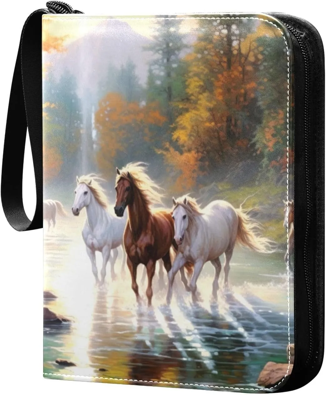 Kigai Horses Painting Card Binder - 400 Pockets Card Holder with 50 Sleeves, Trading Card Album Folder for Boys Girls