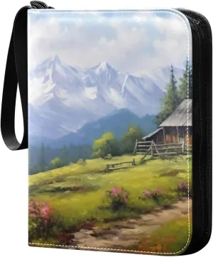 Kigai Landscape Painting Card Binder - 400 Pockets Card Holder with 50 Sleeves, Trading Card Album Folder for Boys Girls