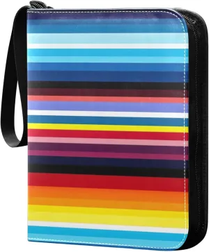 Kigai Mexican Serape Stripes Colorful Card Binder - 400 Pockets Card Holder with 50 Sleeves, Trading Card Album Folder for Boys Girls