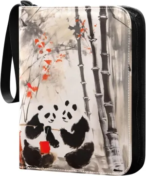 Kigai Panda Painting Card Binder - 400 Pockets Card Holder with 50 Sleeves, Trading Card Album Folder for Boys Girls