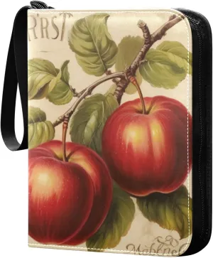 Kigai Vintage Fruit Painting Card Binder - 400 Pockets Card Holder with 50 Sleeves, Trading Card Album Folder for Boys Girls