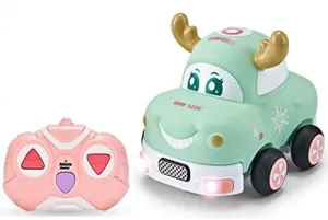 Kii Cute Cartoon RC Car with Music for Kids Toy Car Soft Rubber Safe Play Radio Remote Contral for 3 Years   Christmas Deer