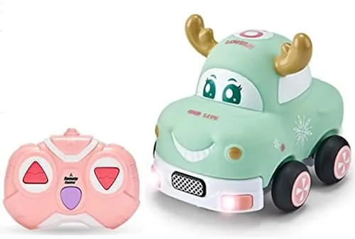 Kii Cute Cartoon RC Car with Music for Kids Toy Car Soft Rubber Safe Play Radio Remote Contral for 3 Years   Christmas Deer