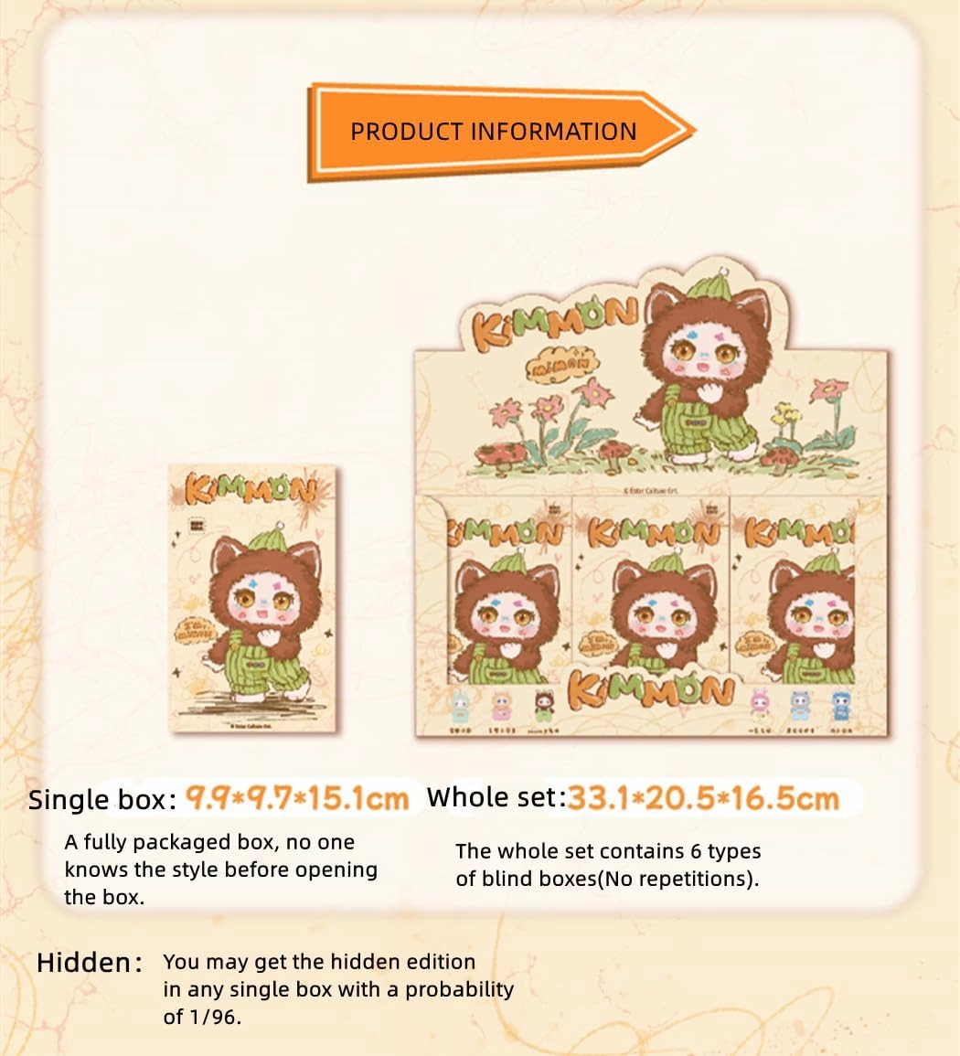 Kimmon Plush Doll Blind Box Figures 6Pcs Cute Collectible Toys Kawaii Birthday Gifts