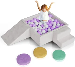 Kindy Korner Luxury 6-Piece Foam Baby Climbing Blocks – Large Soft Play Set with Ball Pit, Climber Ramp, Gym Step Stones & More – Safe Indoor Crawl and Climb Foam Playset for Toddlers & Kids