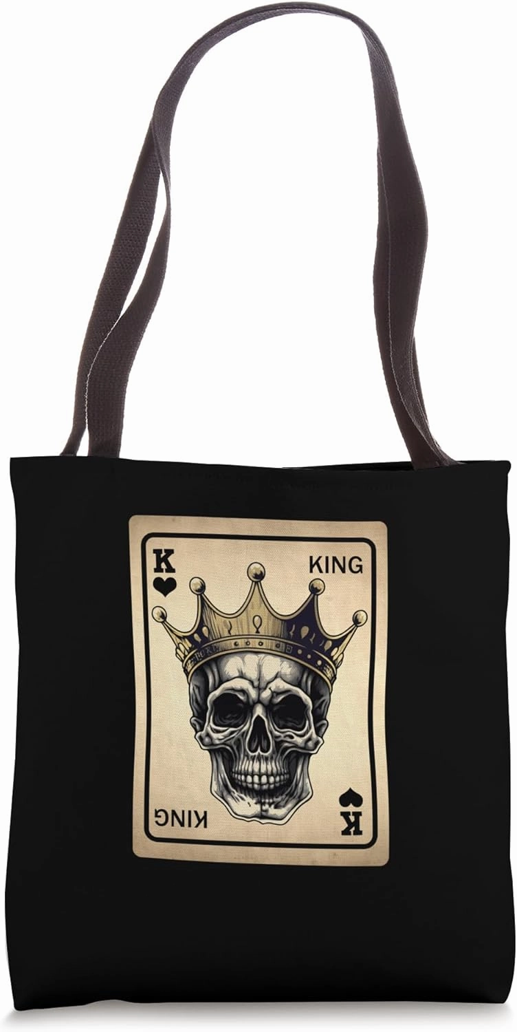 King Skull With Crown Card Hearts Flush Couple Matching Tote Bag