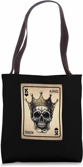 King Skull With Crown Card Hearts Flush Couple Matching Tote Bag