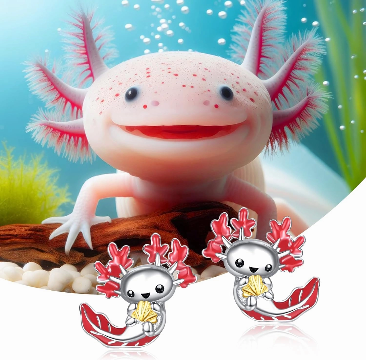 KINGWHYTE Animal Stud Earrings 925 Sterling Silver Axolotl Sloth Elephant Dinosaur Monkey Earring Hypoallergenic Jewelry Birthday Gifts for Women Mom Daughter Animal Lovers