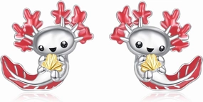 KINGWHYTE Animal Stud Earrings 925 Sterling Silver Axolotl Sloth Elephant Dinosaur Monkey Earring Hypoallergenic Jewelry Birthday Gifts for Women Mom Daughter Animal Lovers