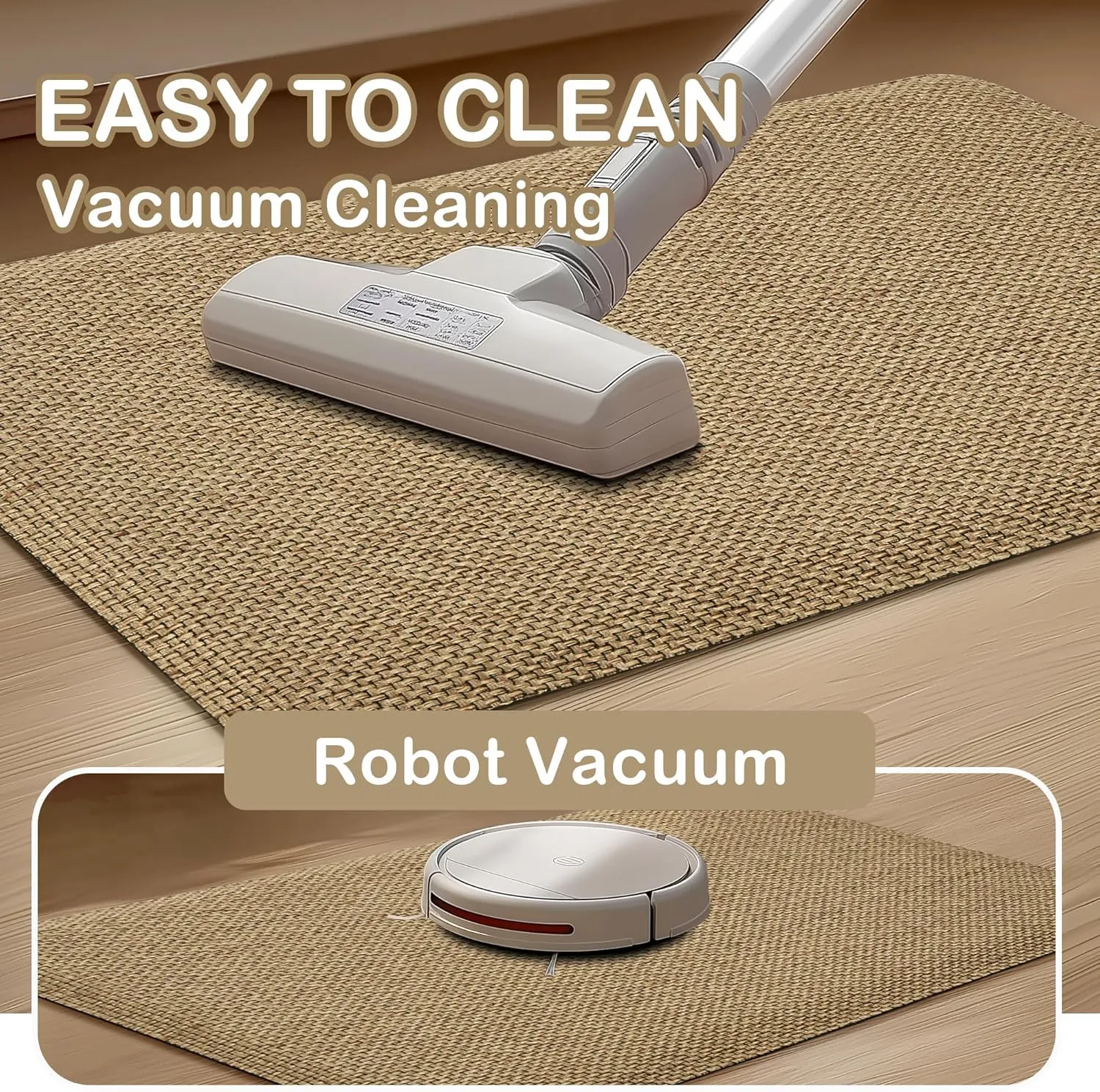 Kitchen Mats 2PCS Cushioned Anti-Fatigue Kitchen Mats for Floor Non Slip Kitchen Rugs Absorbent Memory Foam Comfort Standing Mat for Front of Sink, Office, Laundry(Beige, 17.3"x28" 17.3"x47")