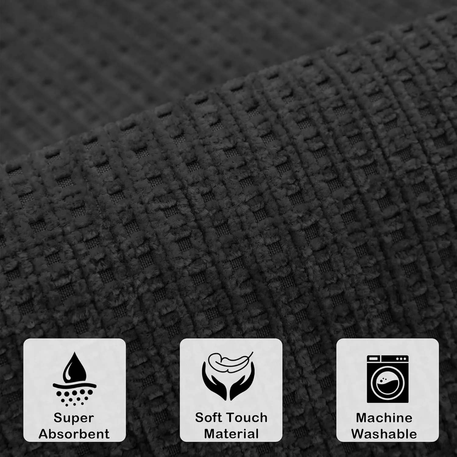 Kitchen Rugs and Mats Non Slip Washable Absorbent Kitchen Runner Rug Non Skid Rubber Backing Kitchen Mats for Floor Standing Mat Rugs for Kitchen, Front of Sink, Hallway, Laundry, 20"x60", Black