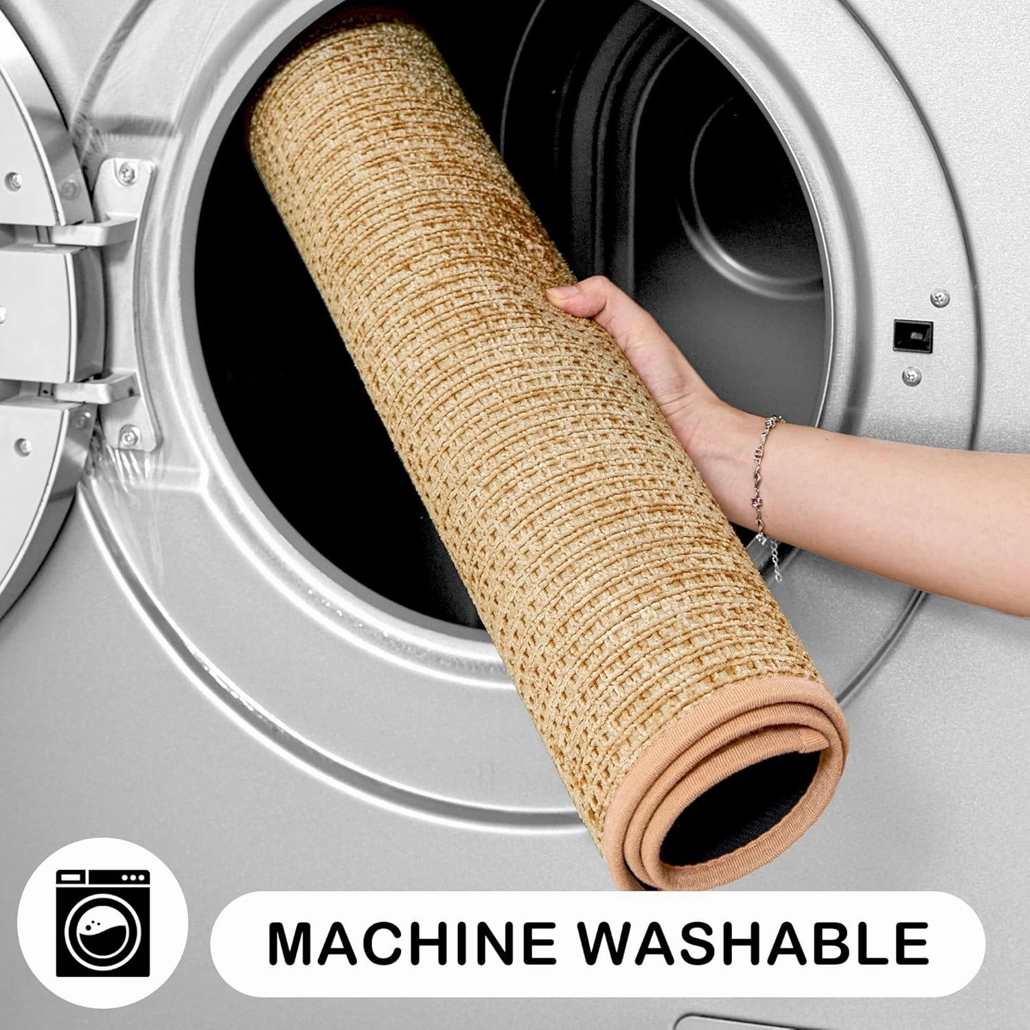 Kitchen Rugs and Mats Non Slip Washable Absorbent Kitchen Runner Rug Non Skid Rubber Backing Kitchen Mats for Floor Standing Mat Rugs for Kitchen, Front of Sink, Hallway, Laundry, 20"x60", Beige