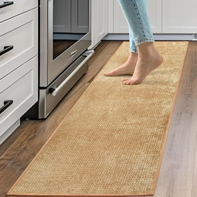 Kitchen Rugs and Mats Non Slip Washable Absorbent Kitchen Runner Rug Non Skid Rubber Backing Kitchen Mats for Floor Standing Mat Rugs for Kitchen, Front of Sink, Hallway, Laundry, 20"x60", Beige