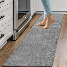Kitchen Rugs and Mats Non Slip Washable Absorbent Kitchen Runner Rug Non Skid Rubber Backing Kitchen Mats for Floor Standing Mat Rugs for Kitchen, Front of Sink, Hallway, Laundry, 20"x60", Grey