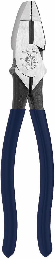 Klein Tools D213-8NE Pliers, 8-Inch Side Cutters, High Leverage Lineman's Pliers Cut Copper, Aluminum and other Soft Metals
