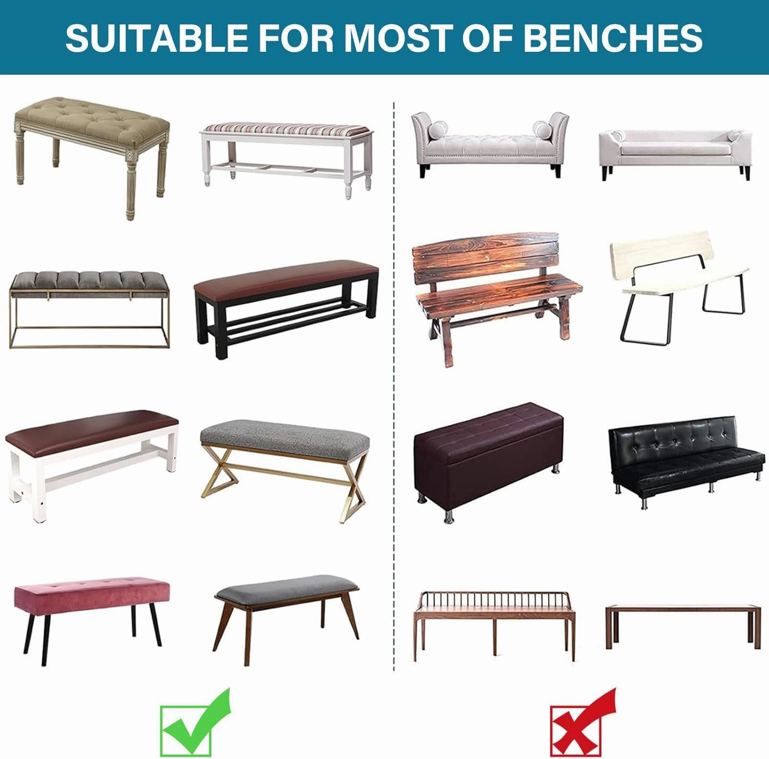 Knitted Dining Bench Cover, Stretch Bench Covers for Dining Room Spandex Removable Bench Slipcover Washable Rectangle Bench Seat Protector Cover-Teal-X-Large