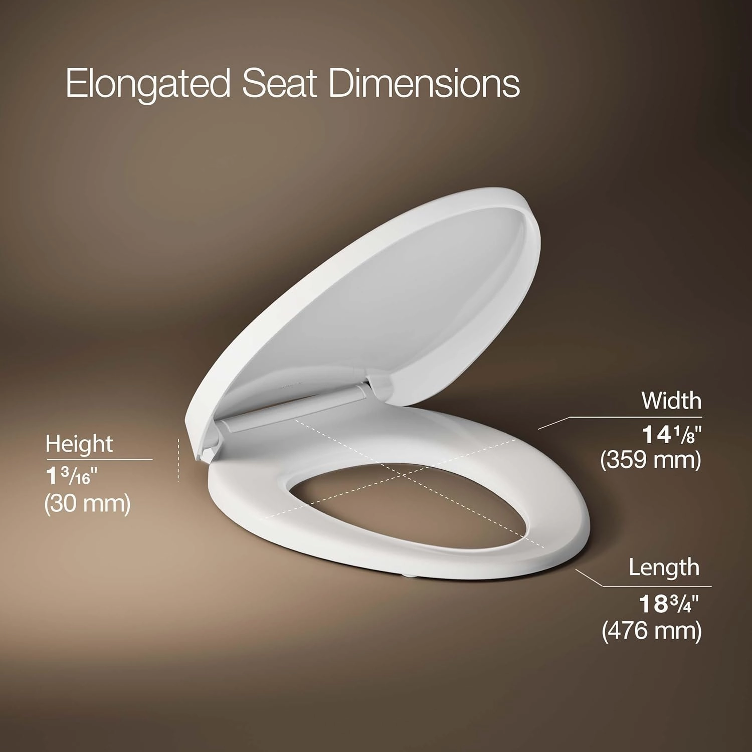 KOHLER 10349-0 PureWarmth Heated Quiet-Close Elongated Toilet Seat, Soft Close Toilet Seat for Standard Toilets, Slow Close, White