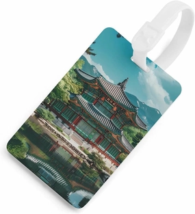 Korean Architecture Palace of Koreas Luggage Tags for Suitcases TPU Baggage Tag Cute ID Label Travel Bag Tags for Men Women