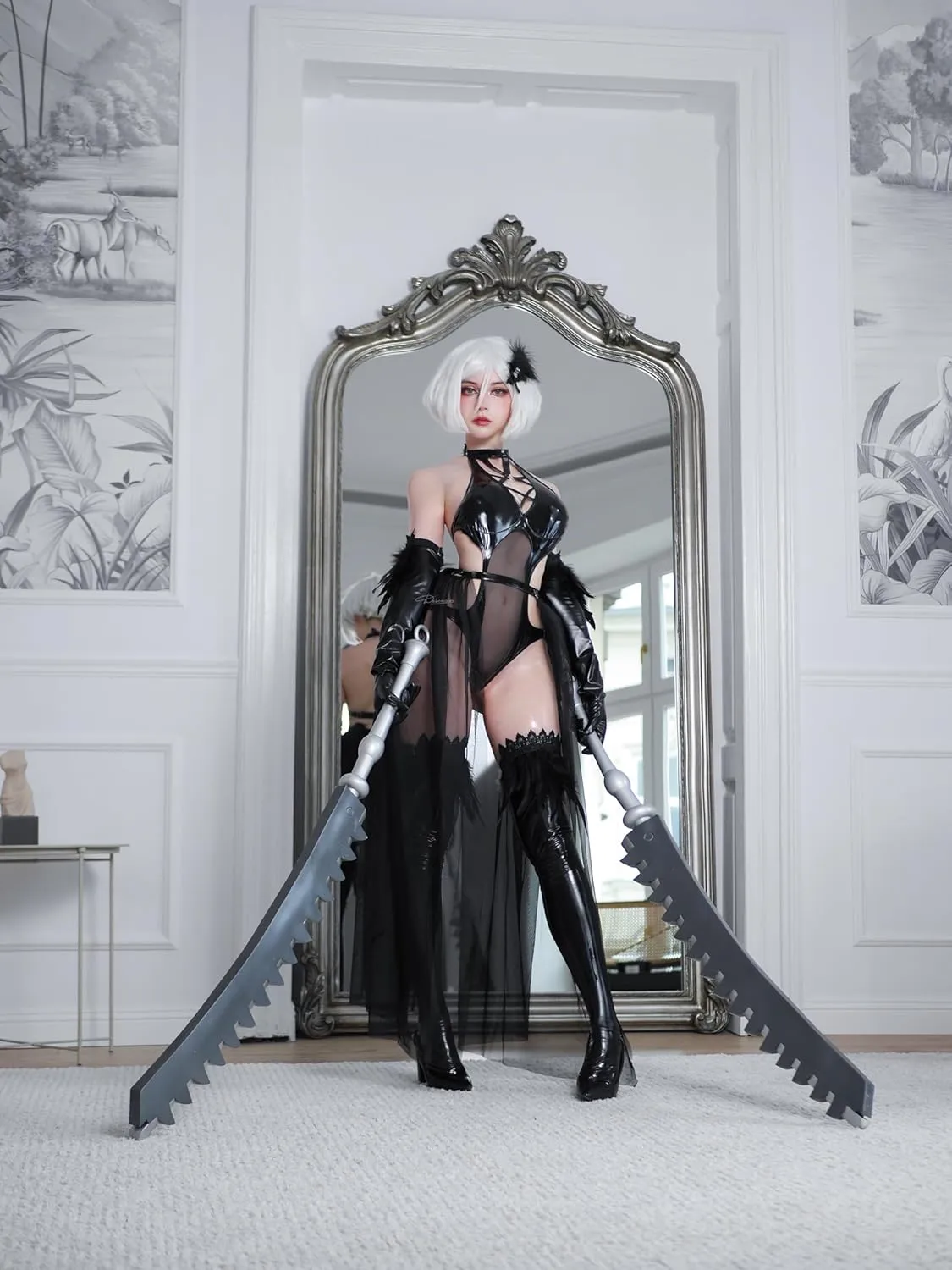 KORURACLUB Raven witch dress（6-Piece Set） Black premium pu cosplay lingerie Raven Costume Lingerie