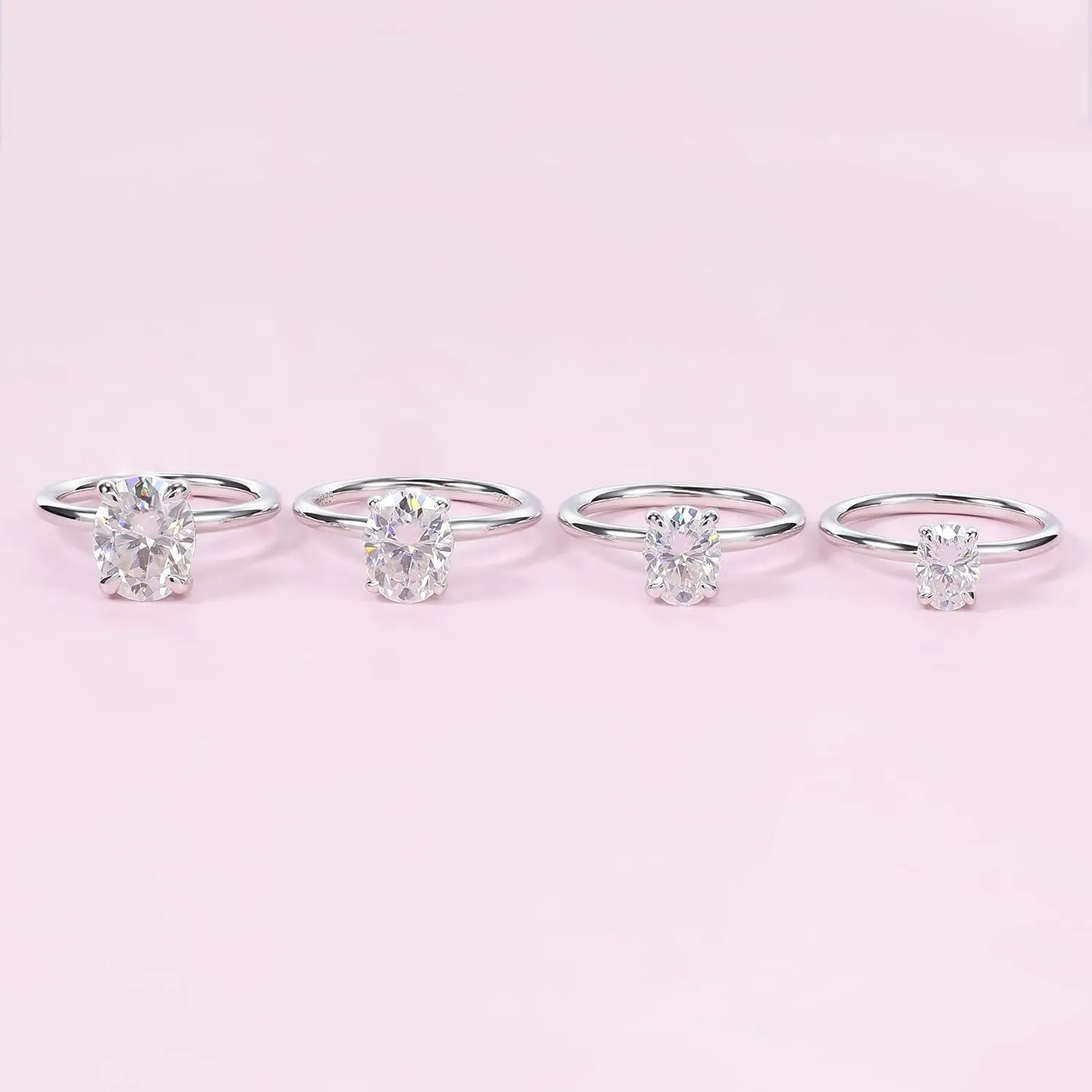 Ladylike 1/1.5/2/3CT Oval Cut Moissanite Engagement Ring for Women 925 Sterling Silver Solitaire Rings with Hidden Halo D Color VVS1 Promise Wedding Ring for Her