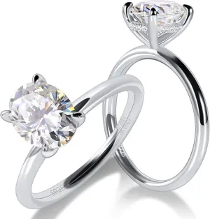 Ladylike 1/1.5/2/3CT Oval Cut Moissanite Engagement Ring for Women 925 Sterling Silver Solitaire Rings with Hidden Halo D Color VVS1 Promise Wedding Ring for Her