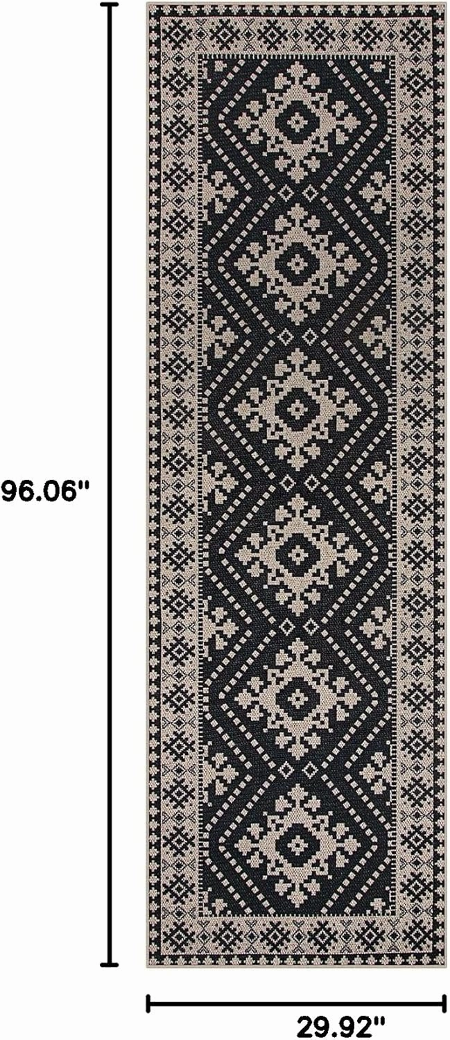 Lahome Moroccan Easy Jute Outdoor Runner Rug, 2x8 Washable Hallway Kitchen Runner Black Runner Rug with Rubber Backing, Farmhouse Indoor Outdoor Carpet Runners for Hallway 8ft Entryway Porch