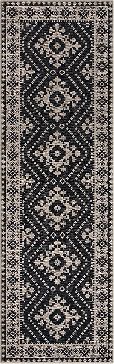 Lahome Moroccan Easy Jute Outdoor Runner Rug, 2x8 Washable Hallway Kitchen Runner Black Runner Rug with Rubber Backing, Farmhouse Indoor Outdoor Carpet Runners for Hallway 8ft Entryway Porch