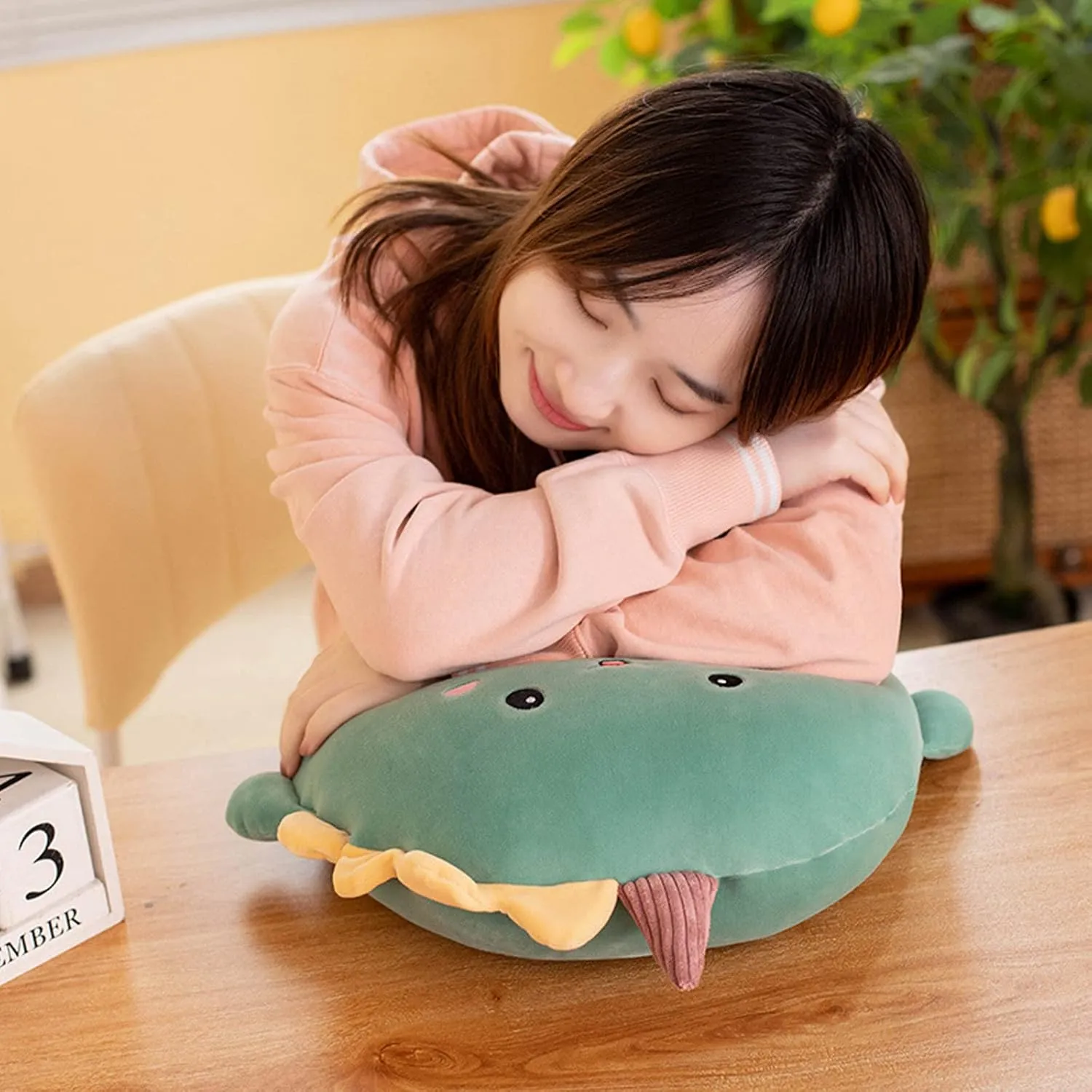 lannery Dinosaur Plush Pillow, Kawaii Dinosaur Stuffed Animal Toy Dinosaur Plushies Soft Cartoon Animal Plush Hugging Pillow Gifts for Room Decor, 16 inch