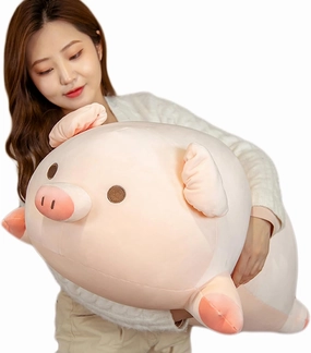 lannery Pig Stuffed Animal Hugging Pillow, Soft Fat Pig Plush Toy Gifts for Kids, Valentine, Christmas (Round Eyes, 31.5")