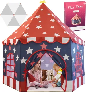 Large Girls Play Tent Princess, Boys Castle Kids Playhouse Indoor Outdoor Toddler Teepee | American Style Design, Age 3-8| Detailed Instructions| Colorful Package| Christmas Birthday Gift red