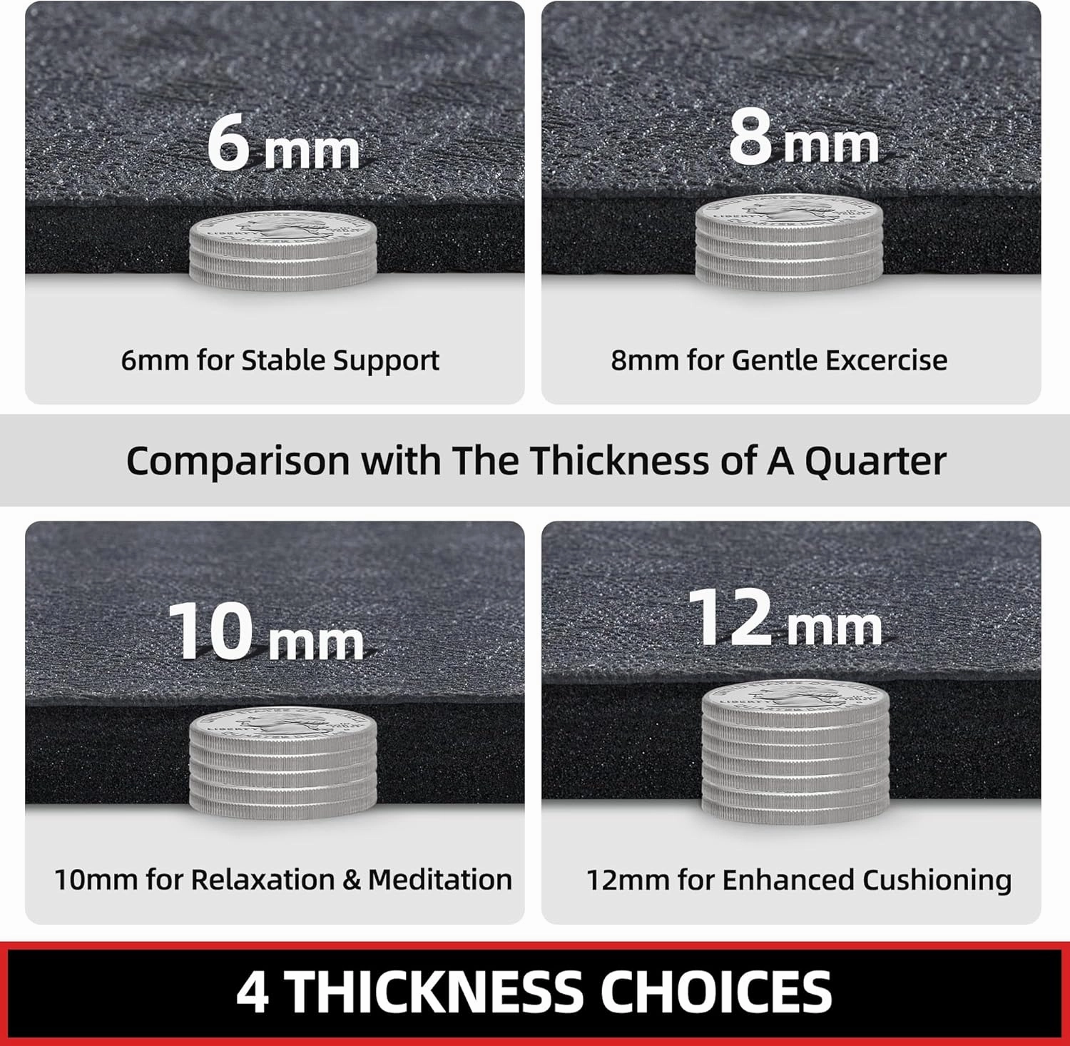 Large Yoga Mat 6'x4', Extra Thick Exercise Mat 6/8/10/12mm, Double Wide Workout Mat for Home Gym Flooring, Oversized XL Fitness Matt, Pilates, Weight Lifting, Stretch, Wrestling