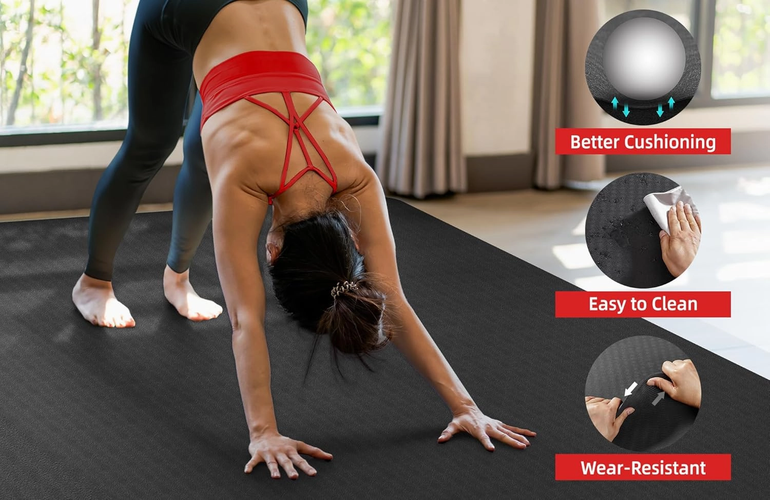 Large Yoga Mat 6'x4', Extra Thick Exercise Mat 6/8/10/12mm, Double Wide Workout Mat for Home Gym Flooring, Oversized XL Fitness Matt, Pilates, Weight Lifting, Stretch, Wrestling