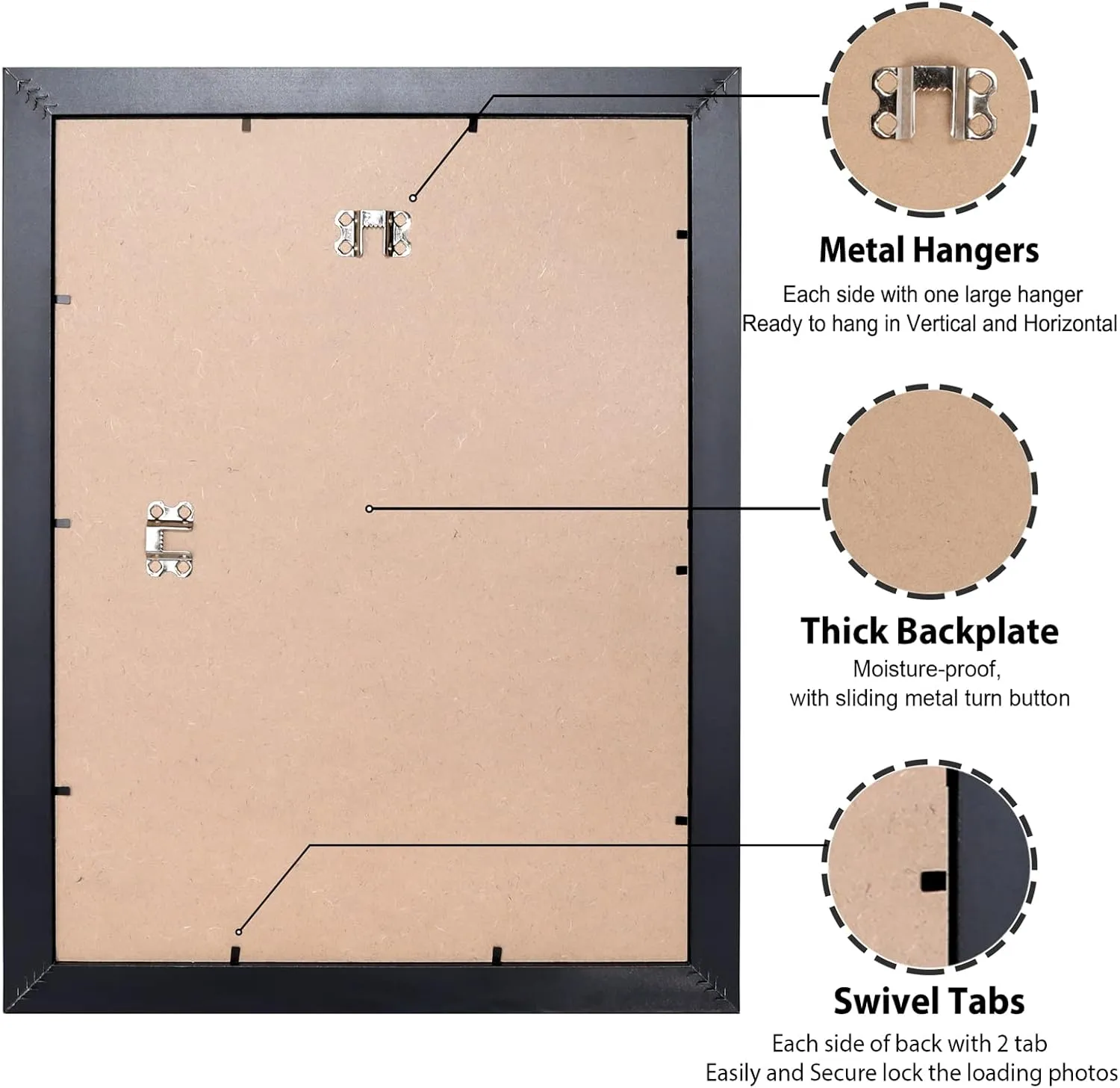 LaVie Home 14x18 Picture Frame Black Poster Frame,Display Pictures 12x16 with Mat or 14x18 Without Mat, Stable and Sturdy Frame and Polished Plexiglass, Horizontal and Vertical Format of The Walls