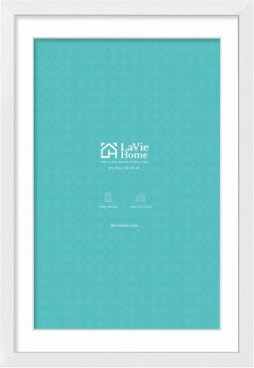 LaVie Home 24 x 36 Poster Frame White, Display Pictures 20x30 with Mat or 24x36 Without Mat, Stable and Sturdy Picture Frame and Polished Plexiglass, Horizontal and Vertical Format of The Wall（1 Pack）