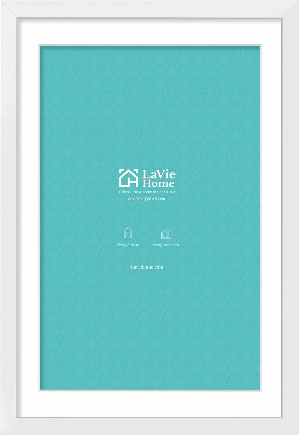 LaVie Home 24 x 36 Poster Frame White, Display Pictures 20x30 with Mat or 24x36 Without Mat, Stable and Sturdy Picture Frame and Polished Plexiglass, Horizontal and Vertical Format of The Wall（1 Pack）