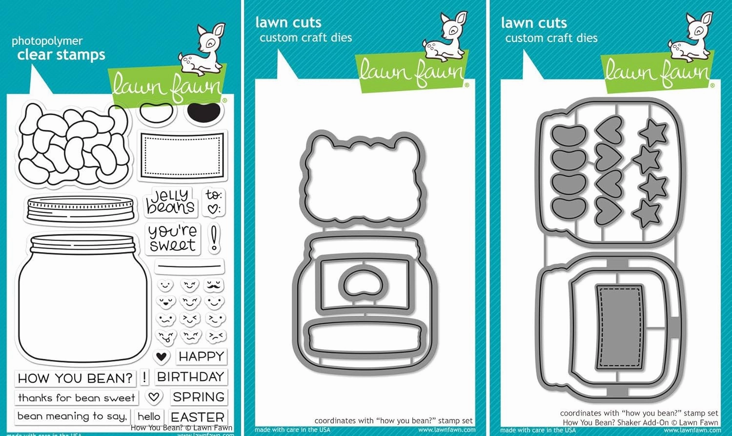 Lawn Fawn - How You Bean? - Clear Stamp & Dies Set - Includes One Stamp & Two Dies - Bundle Of 3