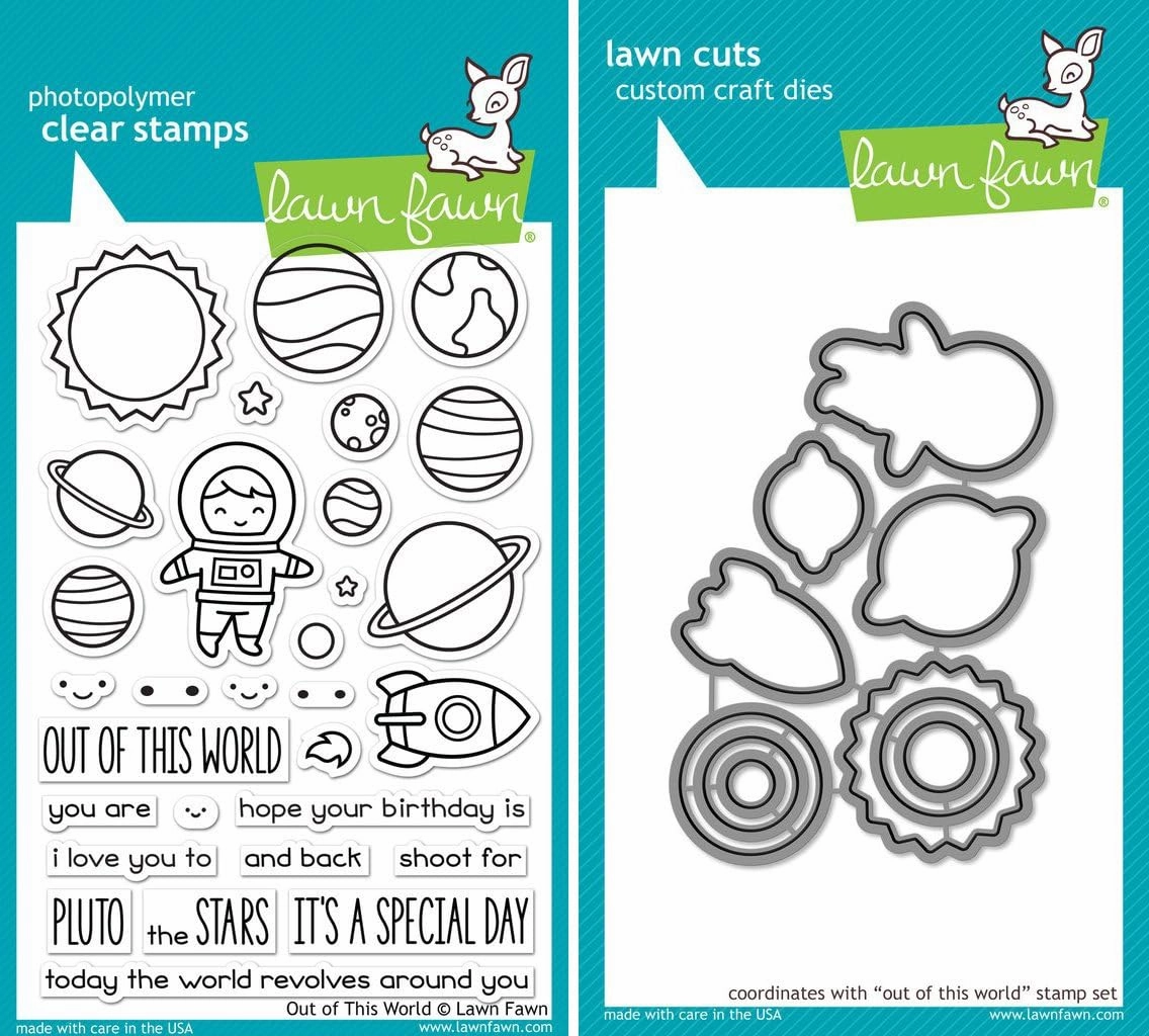 Lawn Fawn Out of This World Stamp and Die Set - Two item Bundle