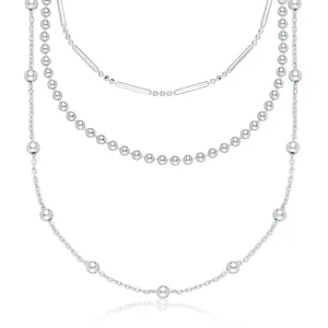 Layering Set - Bamboo Choker, Ball Chain and Long Satellite Necklace Set